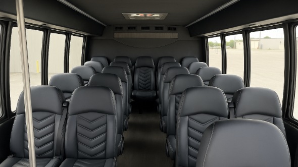 Interior of Charter Bus Company Waukesha's 28 Passenger Mini bus in Waukesha