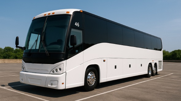Exterior of Charter Bus Company Janesville's 50 Passenger Charter Bus in Janesville
