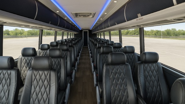 Interior of Charter Bus Company Waukesha's 56 Passenger Charter Bus in Waukesha