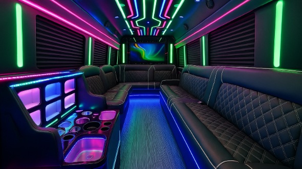 Interior of Charter Bus Company Janesville's Party Bus in Janesville