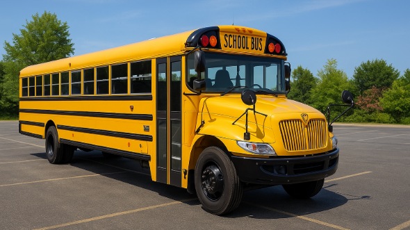 Exterior of Charter Bus Company Waukesha's School Bus in Waukesha