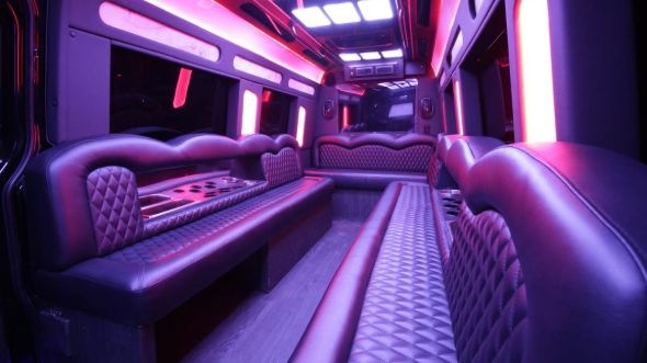 Interior of Charter Bus Company Waukesha's Sprinter Limo in Waukesha