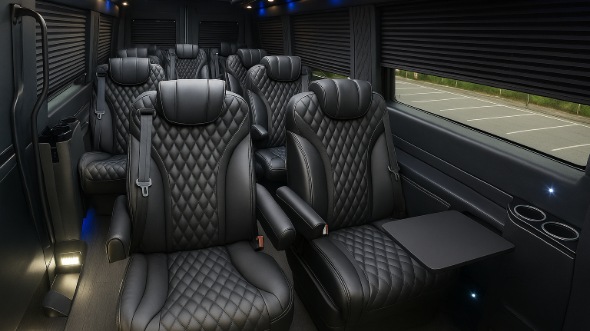 Interior of Charter Bus Company Waukesha's Sprinter Van Rental With Driver in Waukesha