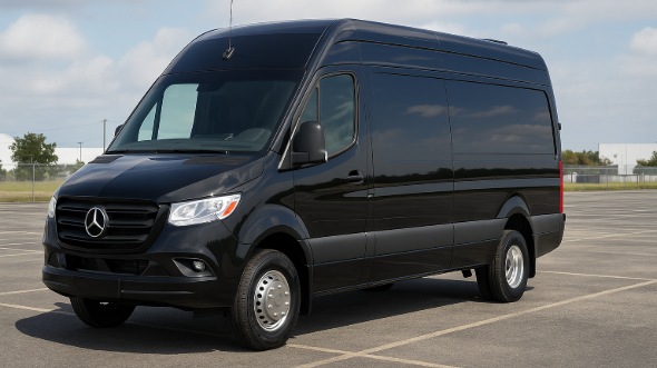 Exterior of Charter Bus Company Waukesha's Sprinter Van Rental With Driver in Waukesha